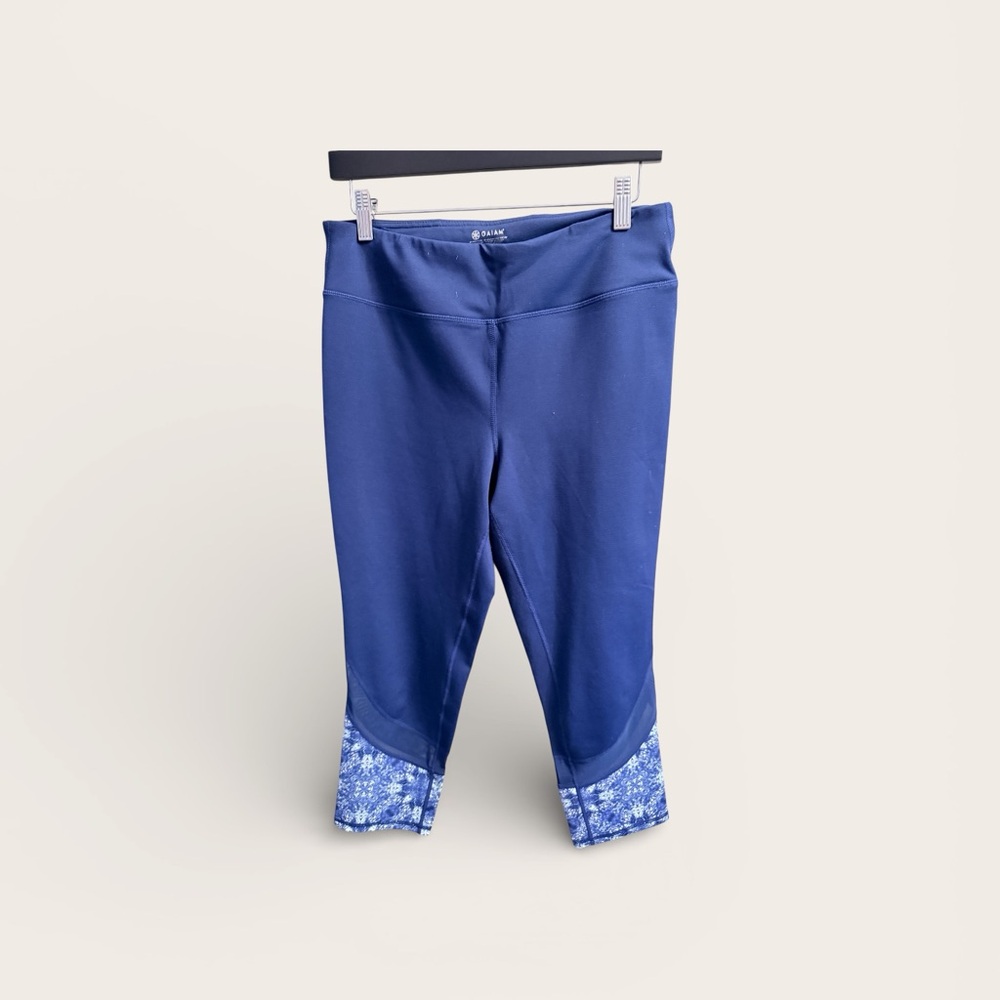 GAIAM Blue Leggings with Floral Cuffs